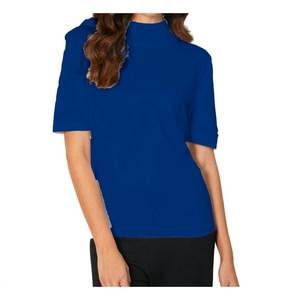 NEW ANGEL APPAREL short sleeve mock neck top in cadet